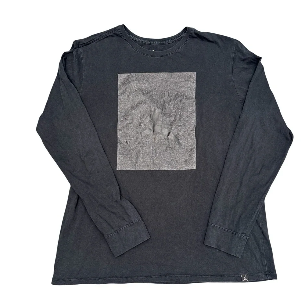 Air Jordan Jumpman‎ Logo Mens XL Black Long Sleeve T-shirt Screenprint Crewneck